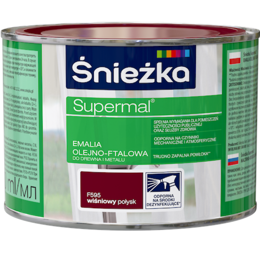Эмаль «Sniezka» Supermal, масляно-фталевая, вишневый, 400 мл