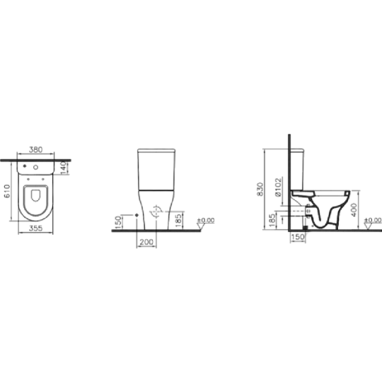 Унитаз напольный «Vitra» Zentrum, 9012B003-7203, 60 см