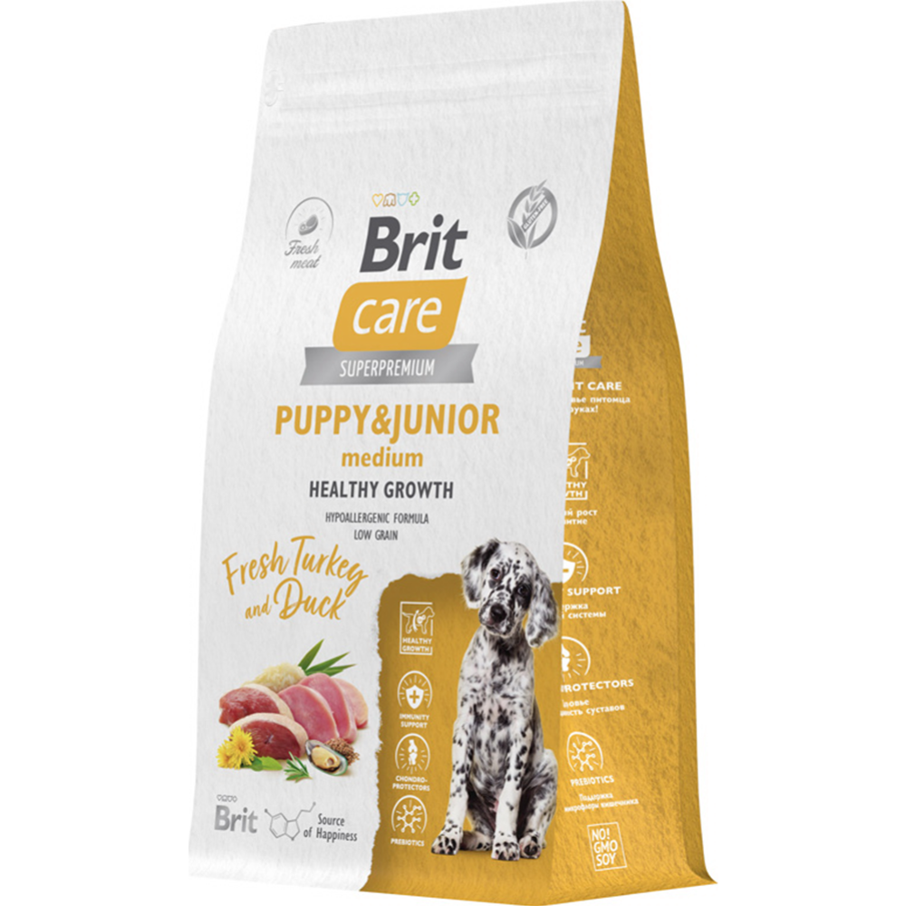 Корм для щенков «Brit» Care Puppy&Junior M Healthy Growth, 5066285, индейка/утка, 1.5 кг