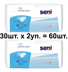 Под­гуз­ни­ки для взрос­лых Seni Super, размер 2(Medium), 30шт. х 2уп.