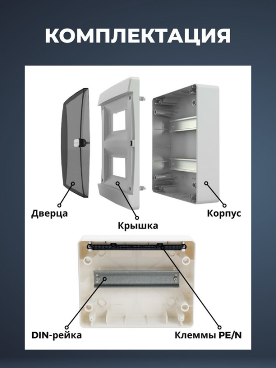 TEKFOR Корпус пластиковый ЩРН-П-36 IP41 черная прозрачная дверь IEK TF5-KP12-N-36-41-K01-K03