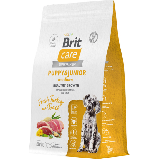 Корм для щенков «Brit» Care Puppy&Junior M Healthy Growth, 5066292, индейка/утка, 3 кг