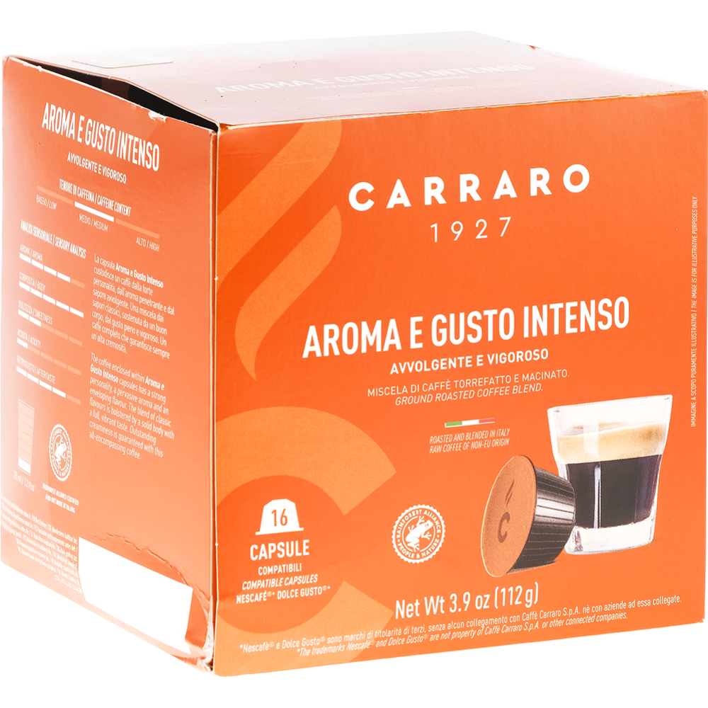 Кофе в капсулах «Carraro» Aroma e gusto intenso, 16х7 г