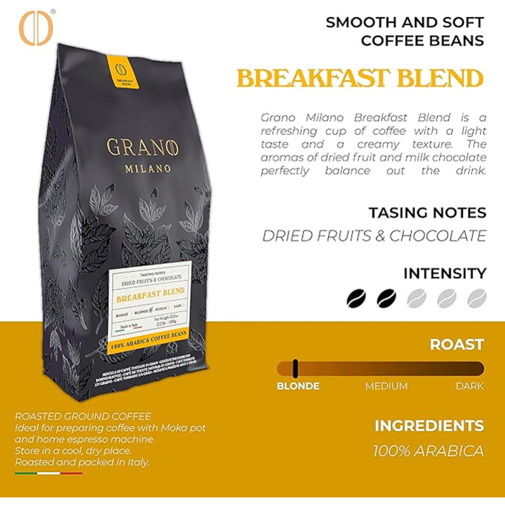 Кофе в зернах «Grano Milano» Breakfast blend, 1 кг #2