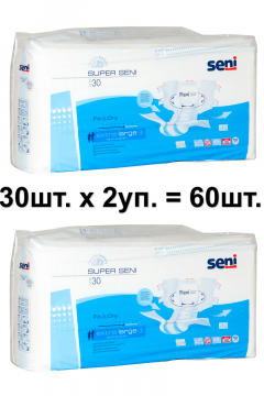 Под­гуз­ни­ки для взрос­лых Seni Super, размер 4(Extra Large), 30шт. х 2уп.