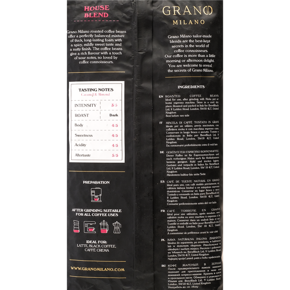 Кофе в зернах «Grano Milano» House blend, 1 кг  #1