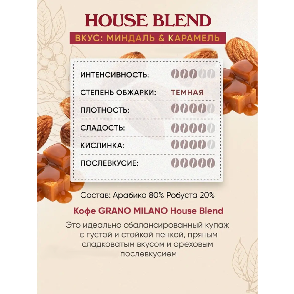 Кофе в зернах «Grano Milano» House blend, 1 кг  #2