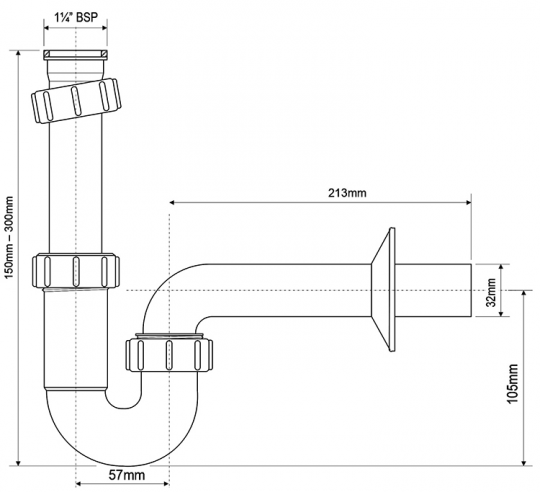 Сифон для раковины McAlpine (арт.MRW8) D32 мм