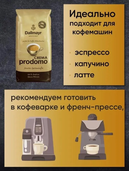 Кофе в зернах Dallmayr Prodomo Crema 1кг