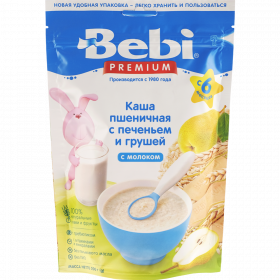 Каша мо­лоч­ная «Bebi Premium» пше­нич­ная с пе­че­ньем и грушей, 200 г