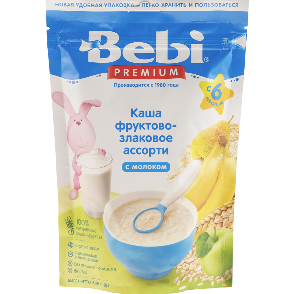Каша молочная «Bebi Premium» фруктово-злаковое ассорти, 200 г #0