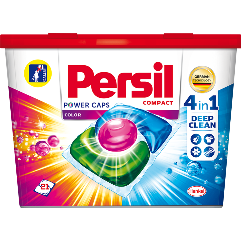 Капсулы для стирки «Persil» Power Caps, 4 в 1, Color, 21 шт