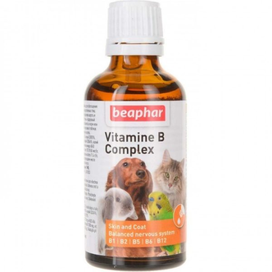 BEAPHAR Vitamin B Complex Беафар Комплекс витаминов группы В для собак, кошек, грызунов и птиц 50мл.