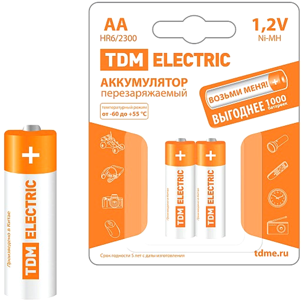 Аккумулятор «TDM Electric» AA-2300 mAh,Ni-MH, BP-2