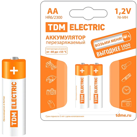 Аккумулятор «TDM Electric» AA-2300 mAh,Ni-MH, BP-2