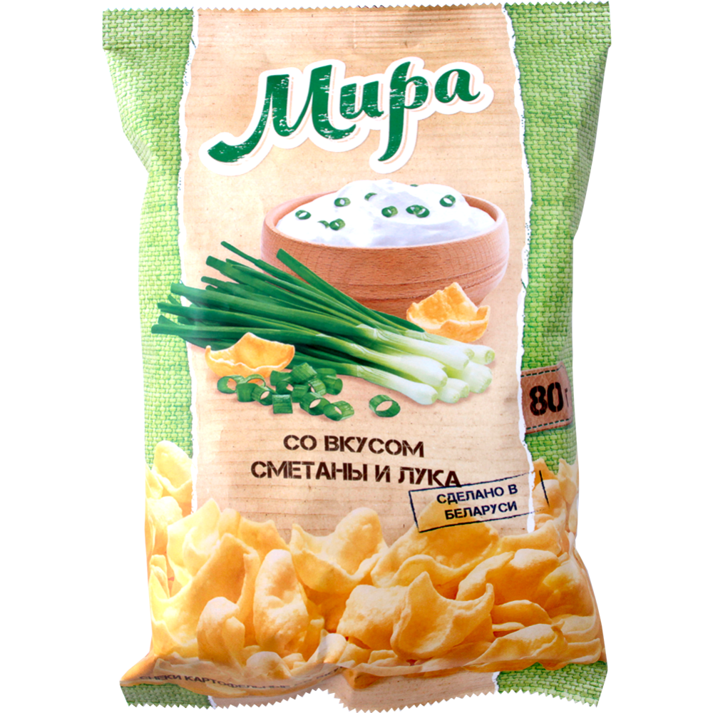 Снеки картофельные «Мира» со вкусом сметаны и лука, 80 г