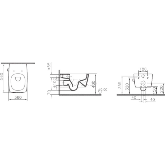 Унитаз подвесной «Vitra» Metropole, 7672B003-1086, 56 см