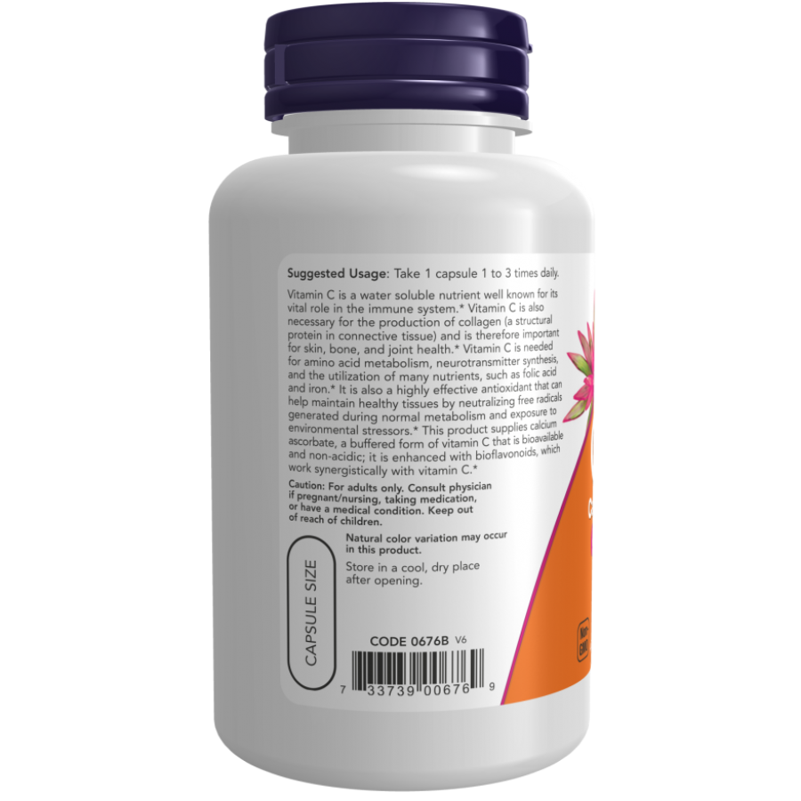 Витамин С-500, аскорбат кальция Now Foods Vitamin C-500 AScorbate, 100 капс.