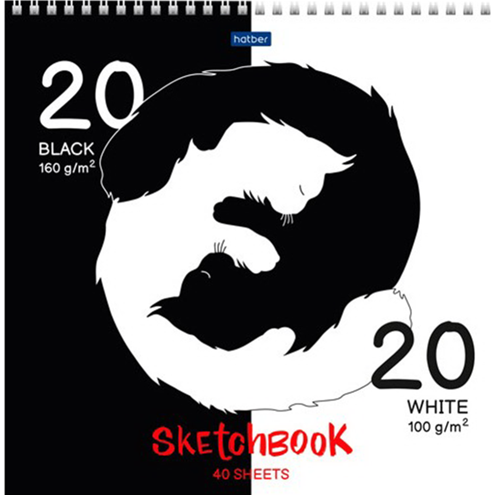 Скетчбук «HATBER» Black And White, 40Б4А гр-28280, 40 листов