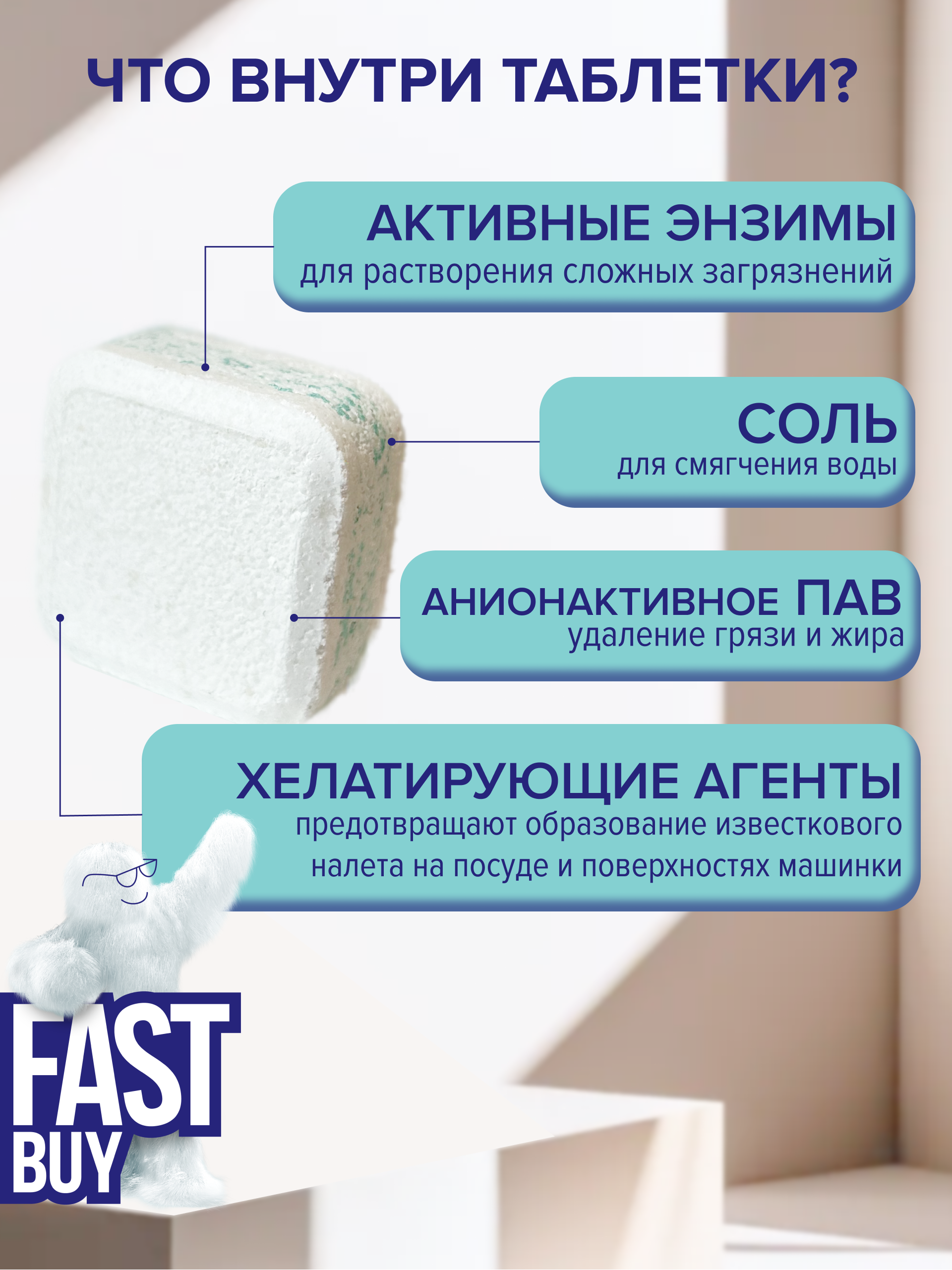 Таблетки для посудомоечной машины FASTBUY ECO Crystal Power 60 шт