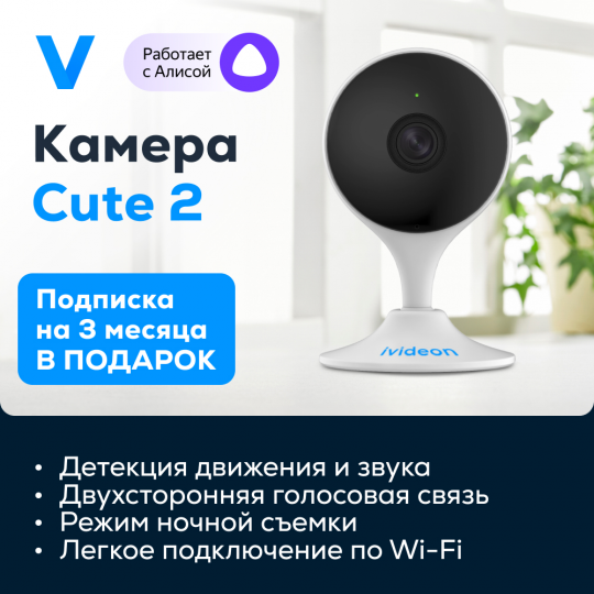 2х Мегапиксельная купольная IP Wi-Fi видеокамера для дома и офиса Ivideon Cute 2