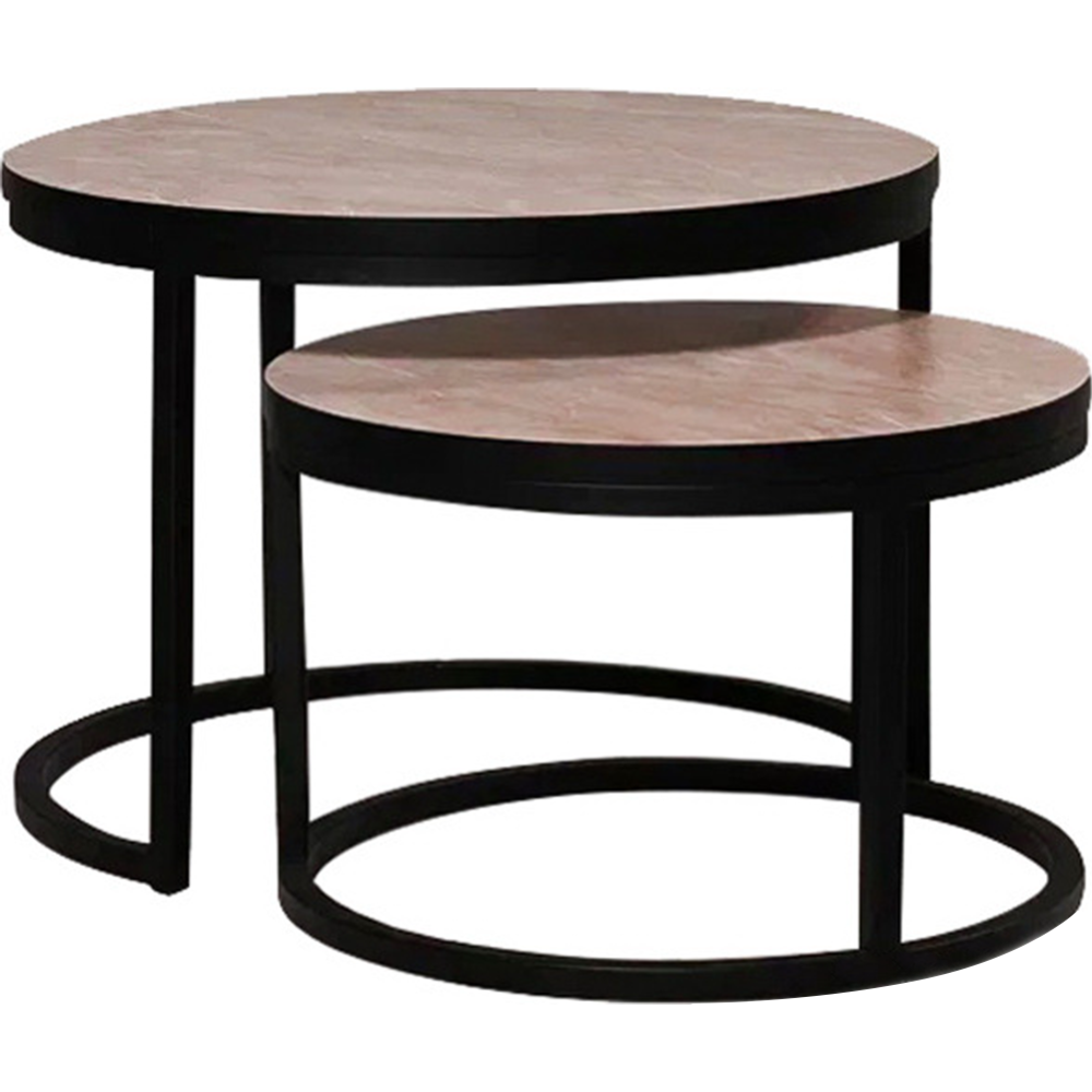 Журнальный стол «Мир стульев» №6, мрамор бежевый 3020/черный муар, 60 см
