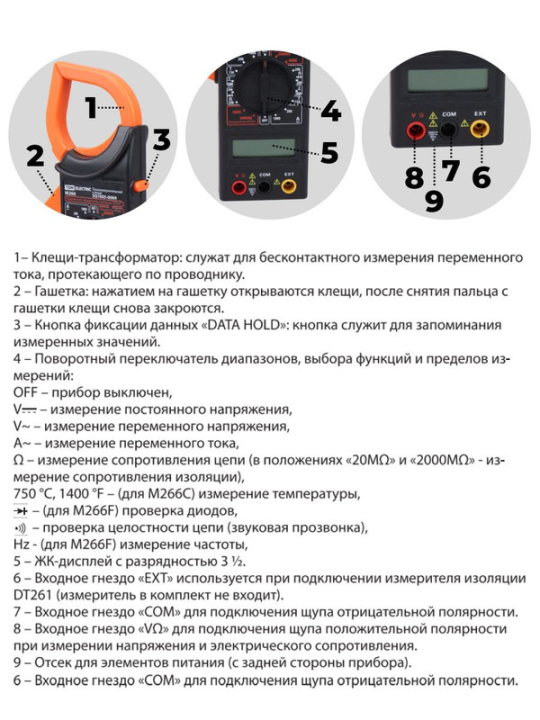 Клещи токоизмерительные серия "МастерЭлектрик" М266 TDМ