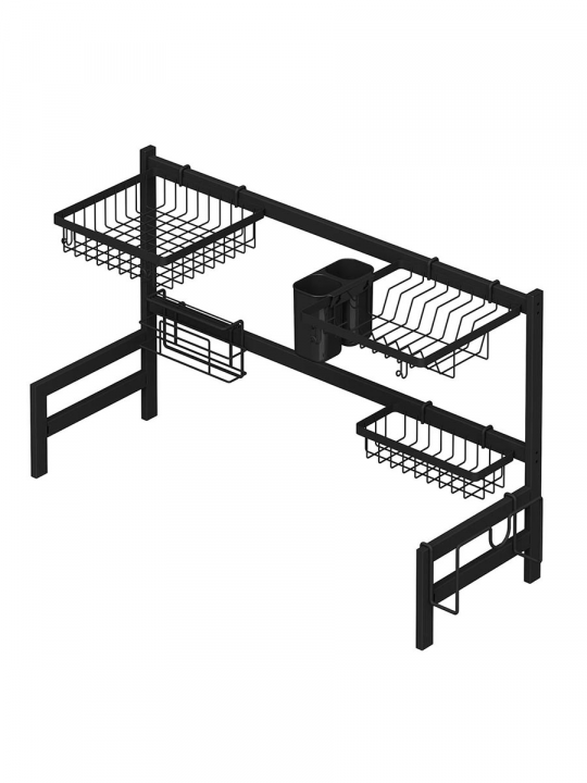 Органайзер для кухни сушилка для посуды над раковиной Starax S-4151-A (антрацит)