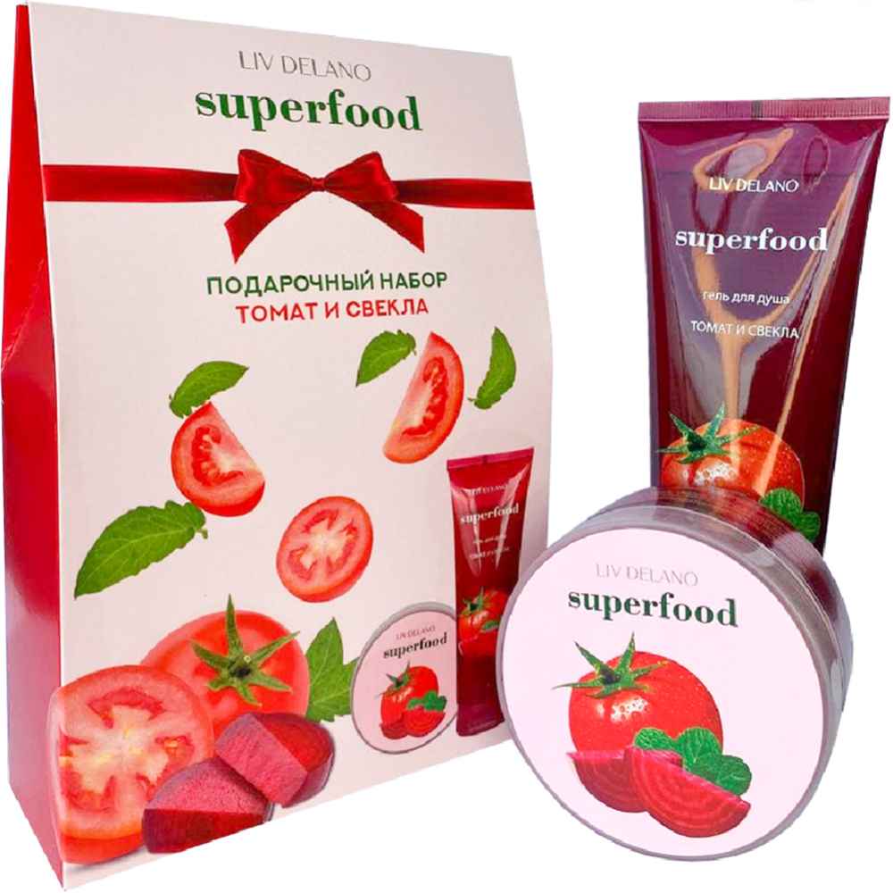 Подарочный набор «Liv Delano» Superfood, Томат и свекла, гель для душа+сахарный скраб, 490 г #0