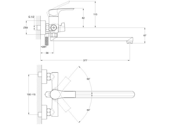 Смеситель для ванны D25-B, серия 580 ECONOCE (EC0584)