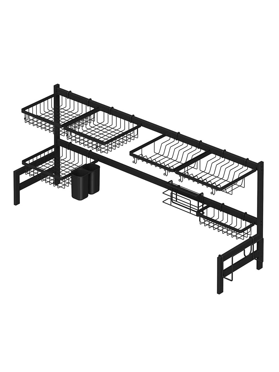 Органайзер для кухни сушилка для посуды над раковиной Starax S-4152-A (антрацит)
