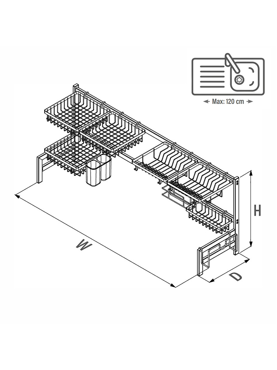 Органайзер для кухни сушилка для посуды над раковиной Starax S-4152-A (антрацит)