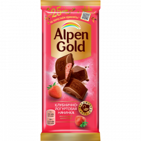 Шо­ко­лад «Alpen Gold» мо­лоч­ный, клуб­нич­но-йо­гур­то­вая на­чин­ка, 85 г