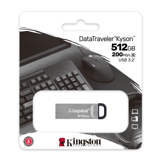 USB флеш - накопитель Kingston DataTraveler Kyson 512Gb, 200MB/s Metal USB 3.2 Gen 1