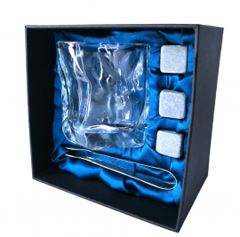 Подарочный набор 1 бокал, 3 охлаждающих камня, щипцы AmiroTrend ABW-331 transparent blue