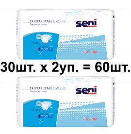 Под­гуз­ни­ки для взрос­лых Super Seni Classic, размер 3 (Large), 30шт. х 2уп.