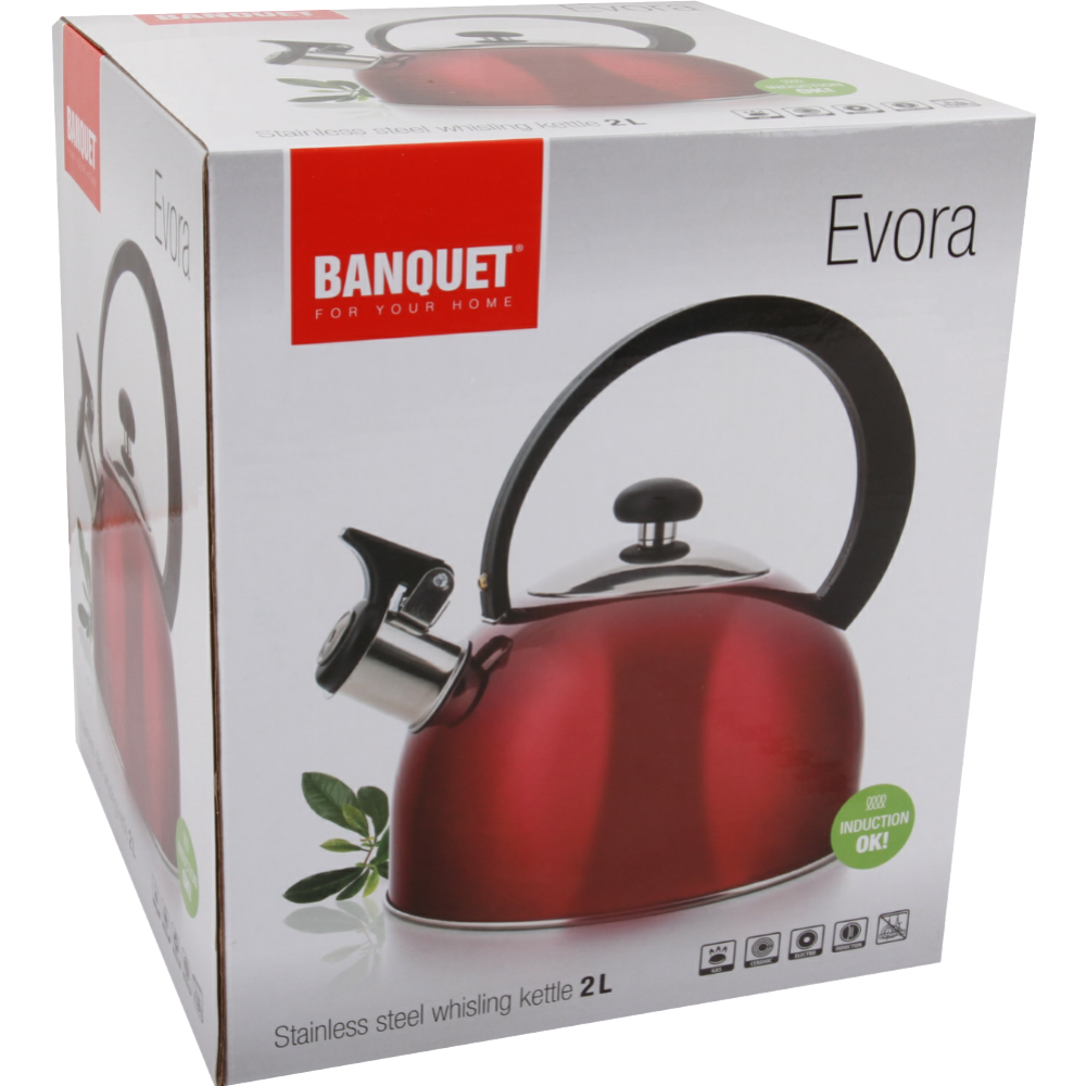 Чайник "Banquet" Еvora металлический, со свистком, 48760105, 2 л.