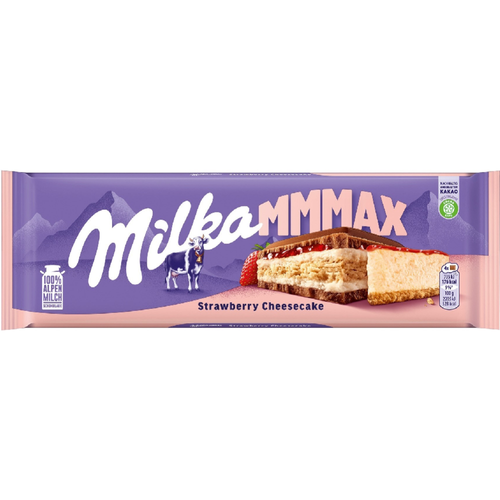 Шоколад «Milka» молочный, чизкейк, клубника и печенье, 300 г #0