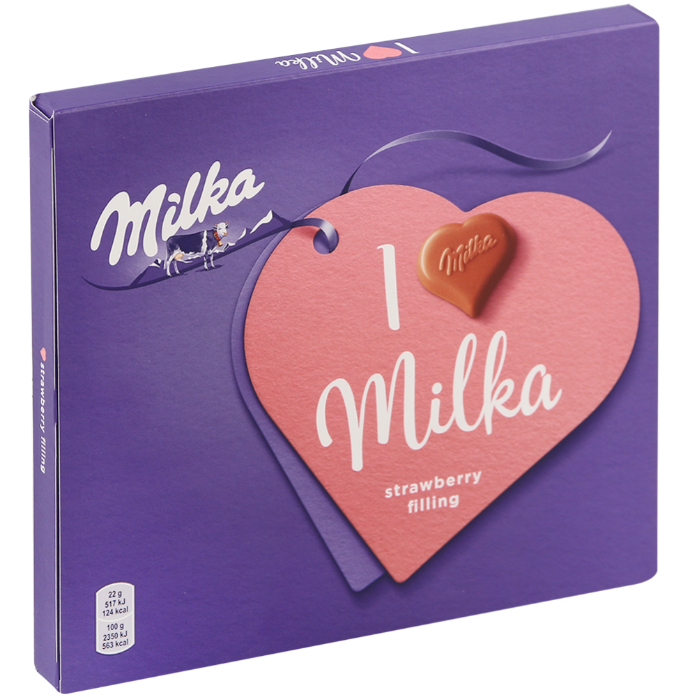 Конфеты шоколадные «Milka» с клубничной начинкой, 110 г #0
