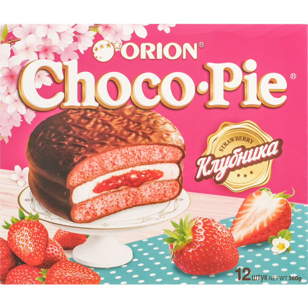 Мучное кондитерское изделие в глазури «Choco Pie Strawberry» 12х30 г #0