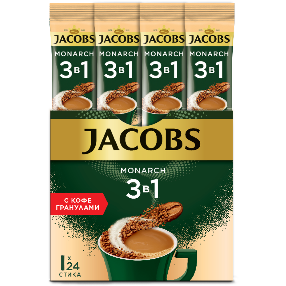 Уп. На­пи­ток ко­фей­ный «Jacobs» Monarch 3 в 1, 24х1.5 г