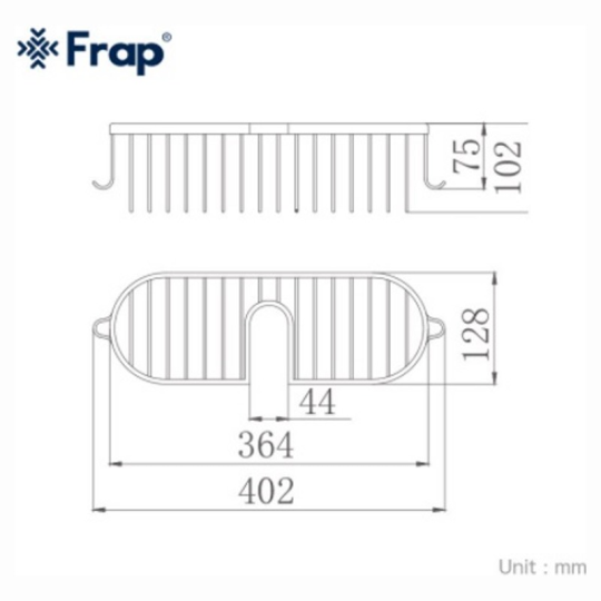 Прямая полка для ванной Frap F354, Нержавеющая сталь, Хром.