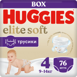 Подгузники-трусики детские «Huggies» Elite Soft, размер 4, 9-14 кг, 76 шт