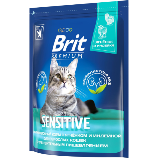 Корм для кошек «Brit» Premium, Sensitive, с ягненком и индейкой, 5049738, 2 кг