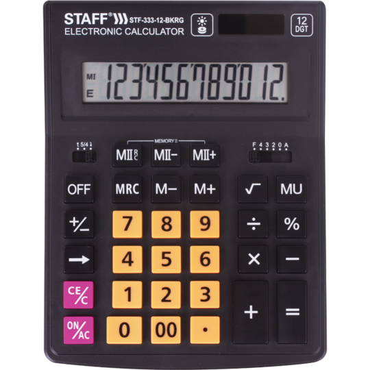 Калькулятор «Staff» Plus Stf-333-bkrg, 250460, черный/оранжевый