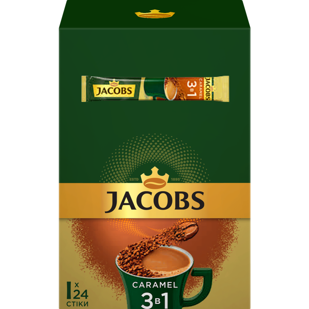 Картинка товара Уп.Напиток кофейный «Jacobs» 3в1 со вкусом карамели, 24х15 г