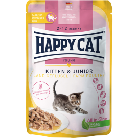 Корм для котят «Happy Cat» Kitten & Junior LandGeflugel, 70745, птица, 85 г