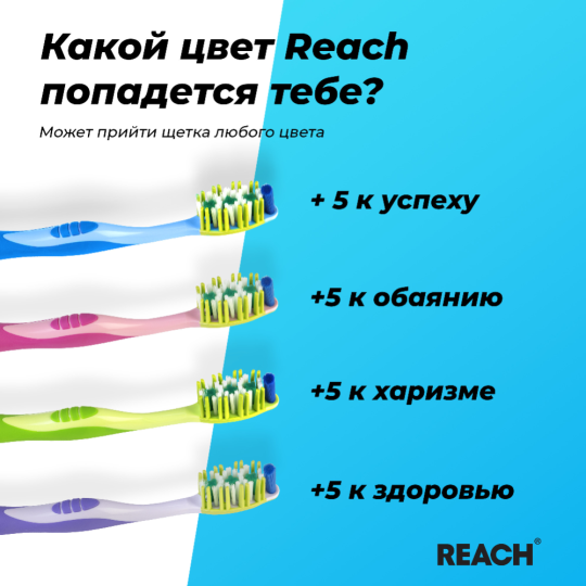 Зубная щетка «Reach» Dual effect, Массаж десен, мягкая