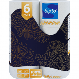 Бумага туалетная «Sipto» Premium, трёхслойная, 6 рулонов