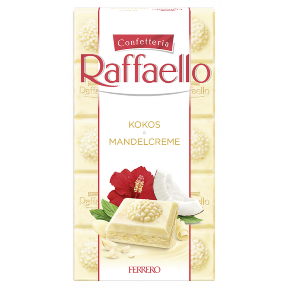 Шоколад белый «Raffaello» с начинкой из кокосово-миндального крема, 90 г #0